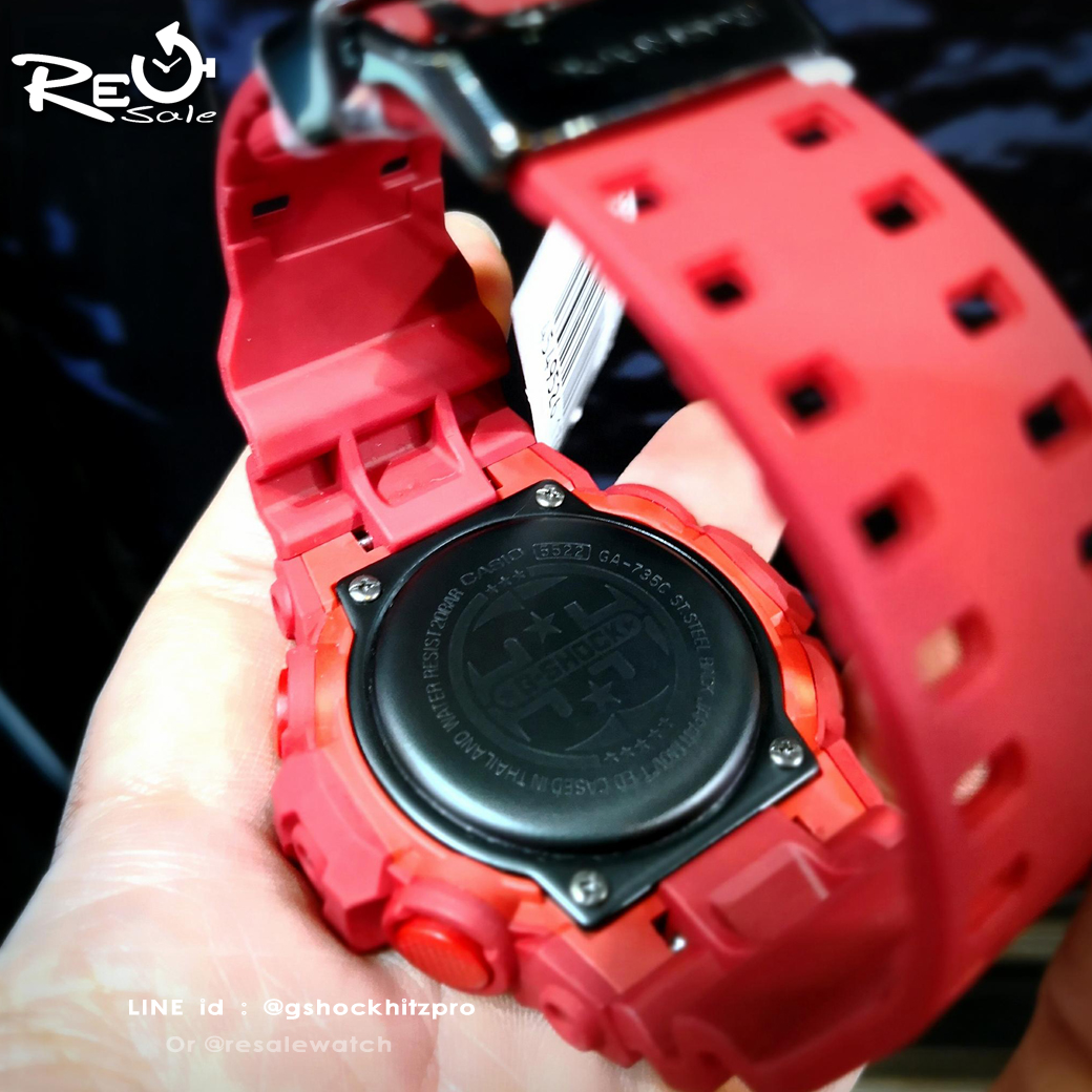 CASIO MID YEAR SALE G-SHOCK พร้อมส่ง นาฬิกาข้อมือ นาฬิกากันน้ำ นาฬิกาของแท้ ประกันศูนย์ CMG 1 ปี รุ่น GA-735C-4A นาฬิกาสีแดง