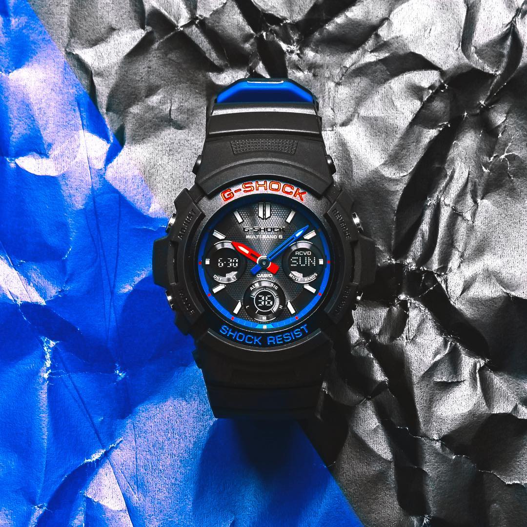 CASIO G-SHOCK นาฬิกาข้อมือ นาฬิกากันน้ำ นาฬิกาของแท้ ประกันศูนย์ CMG 1 ปี รุ่น AWG-M100SLT-1A นาฬิกาสีดำ