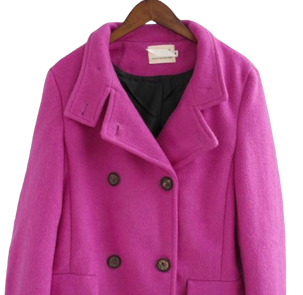 i.5S เสื้อโค้ท peacoat เสื้อโค้ทเฟอร์ โค้ทสักหลาดสีชมพูสด แบรนด์ i.5S สำเนา สำเนา สำเนา