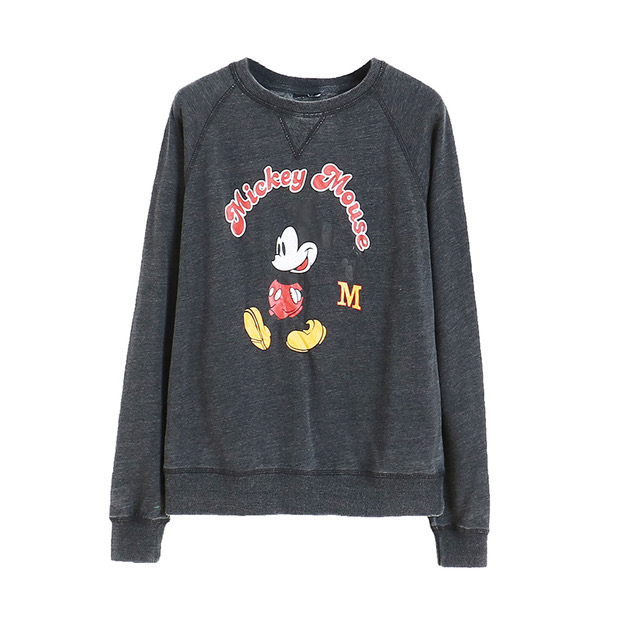 The studio line เสื้อยืดแขนยาว สกรีนMICKEY งาน The studio line เทาดำ