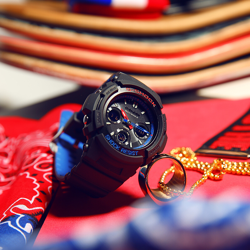 CASIO G-SHOCK นาฬิกาข้อมือ นาฬิกากันน้ำ นาฬิกาของแท้ ประกันศูนย์ CMG 1 ปี รุ่น AWG-M100SLT-1A นาฬิกาสีดำ