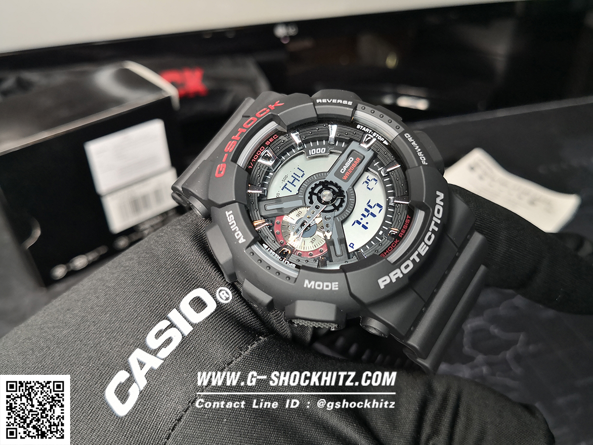 CASIO G-SHOCK นาฬิกาข้อมือ นาฬิกากันน้ำ นาฬิกาของแท้ ประกันศูนย์ CMG 1 ปี รุ่น GA-110-1A นาฬิกาสีดำ