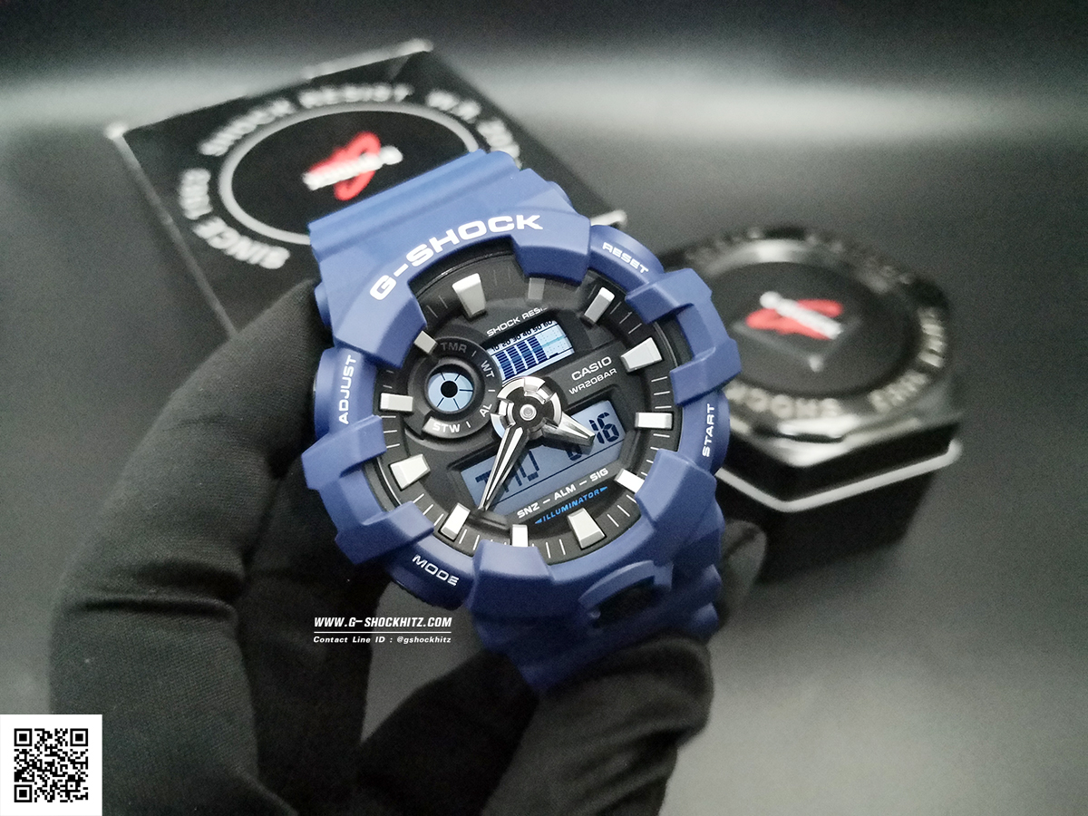 CASIO G-SHOCK นาฬิกาข้อมือ นาฬิกากันน้ำ นาฬิกาของแท้ ประกันศูนย์ CMG 1 ปี รุ่น GA-700-2A นาฬิกาสีน้้ำเงิน