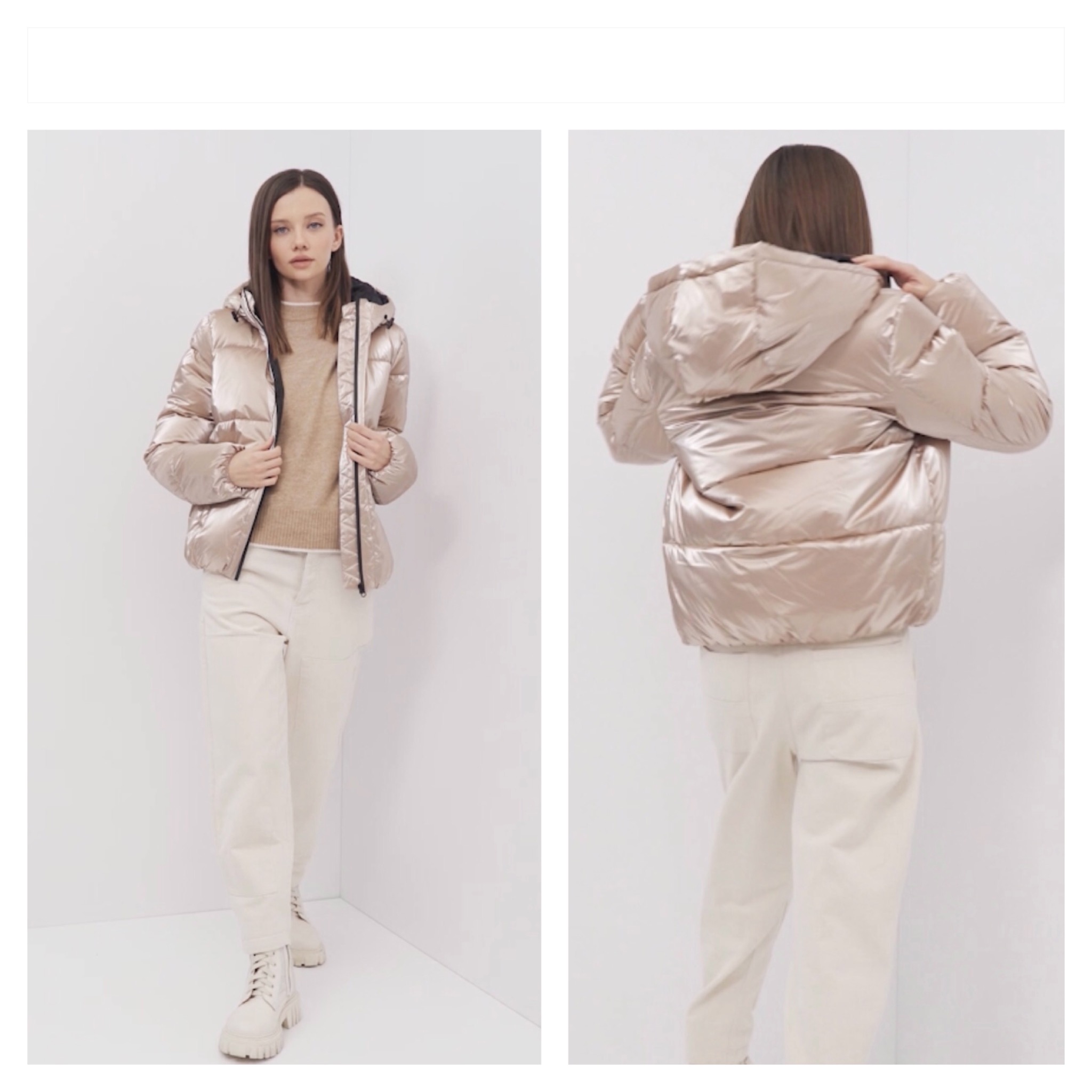 Oodji เสื้อกันหนาว เสื้อฮู้ด บุนวมอุ่น สีแชมเปญ แบรนด์ Oodji Ultra (padded puffer coAt