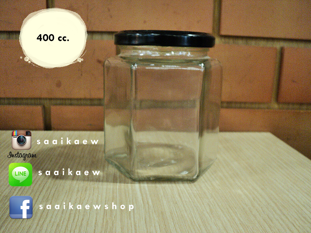 ขวดแก้ว 6 เหลี่ยมใหญ่ 400ml
