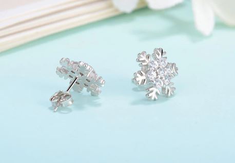 ต่างหู ตุ้มหูเพชร ลาย หิมะ snow ฝังเพชร CZ AAA ใส่สวย ดูดี มีระดับ ต่างหูแฟชั่น เก๋ ๆ อินเทรนด์ 189344
