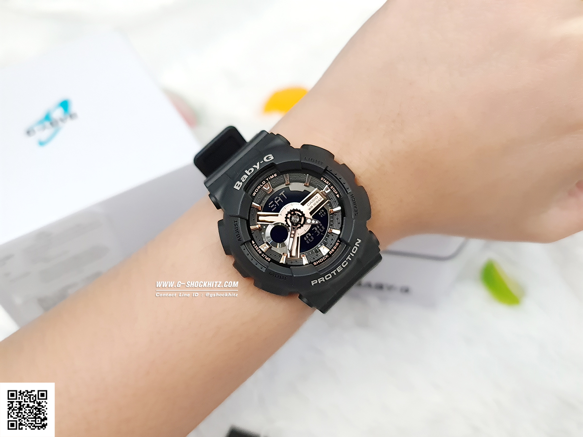 CASIO BABY-G นาฬิกาข้อมือ นาฬิกากันน้ำ นาฬิกาของแท้ ประกันศูนย์ CMG 1 ปี รุ่น BA-110RG-1A นาฬิกาสีดำ