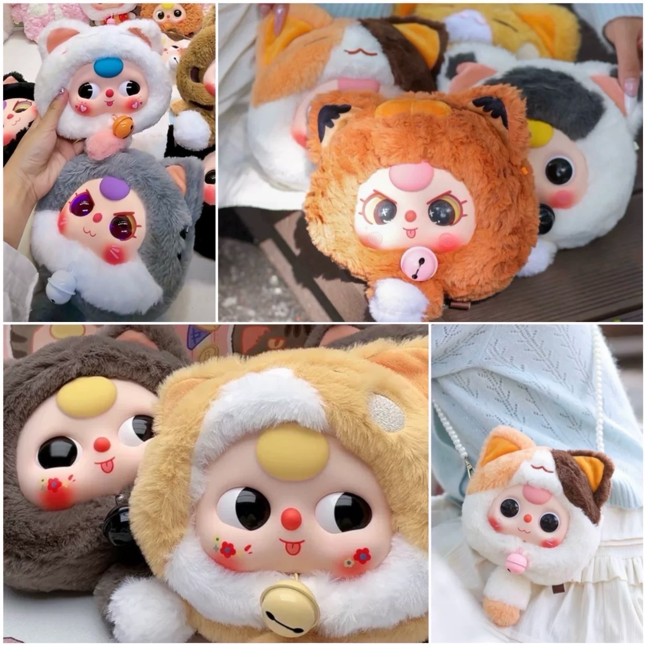 กล่องสุ่มBABY THREE LUCKY CAT ZIPPER BAG ตุ๊กตากระเป๋าซิป แมวกระดิ่ง