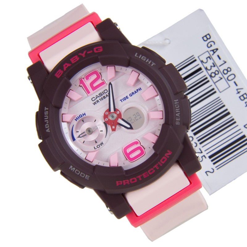 CASIO BABY-G นาฬิกาข้อมือ นาฬิกากันน้ำ นาฬิกาของแท้ ประกันศูนย์ CMG 1 ปี รุ่น BGA-180-4B4 นาฬิกาสีชมพู