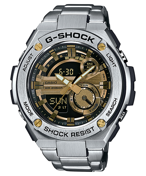 CASIO G-SHOCK นาฬิกาข้อมือ นาฬิกากันน้ำ นาฬิกาของแท้ ประกันศูนย์ CMG 1 ปี รุ่น GST-210D-9A นาฬิกาสีเงิน