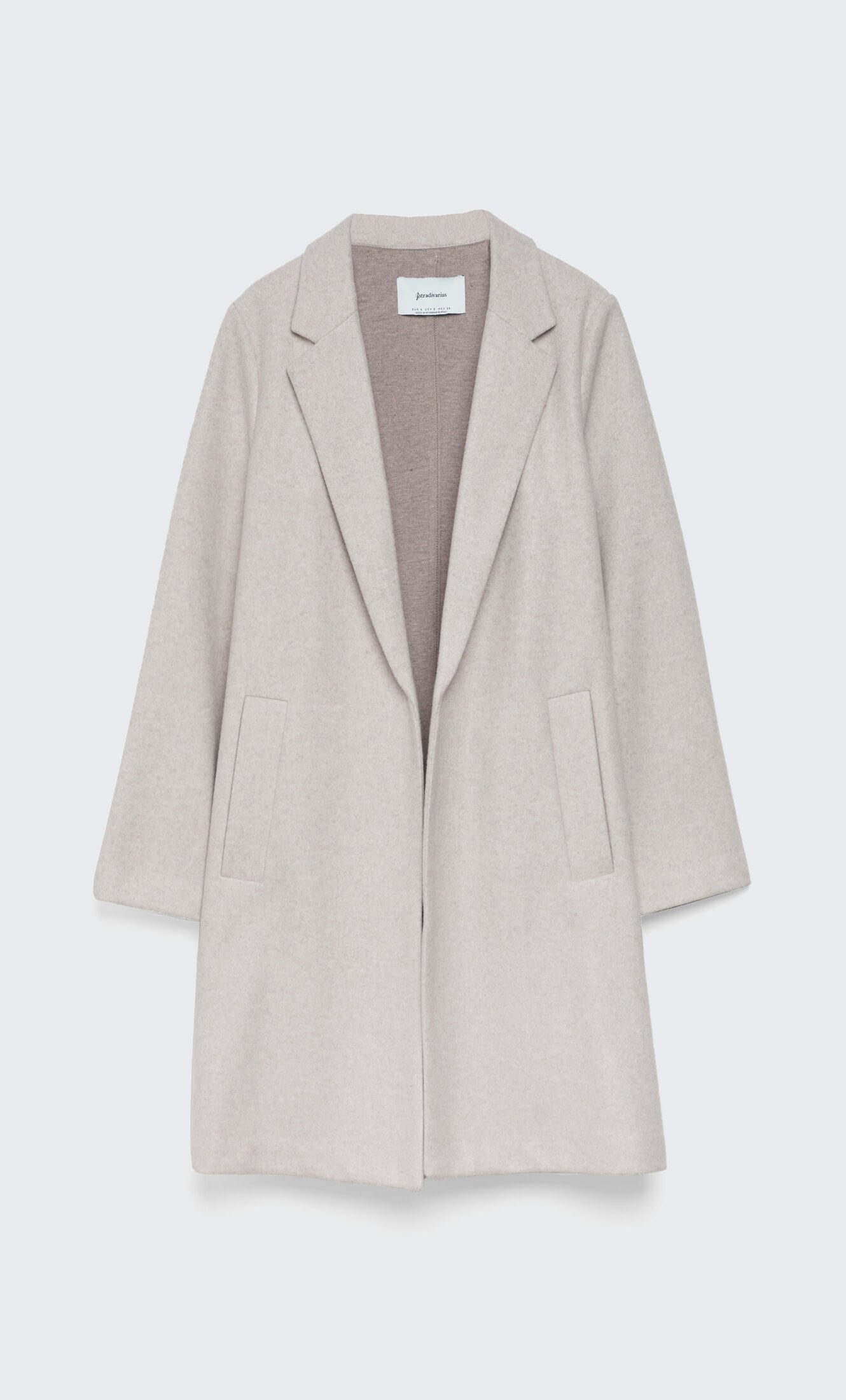 เสื้อโค้ท เสื้อโค้ทกันหนาว โค้ทวูล tailored knot coat สีเบจ แบรนด์ STRADIVARIUS สำเนา