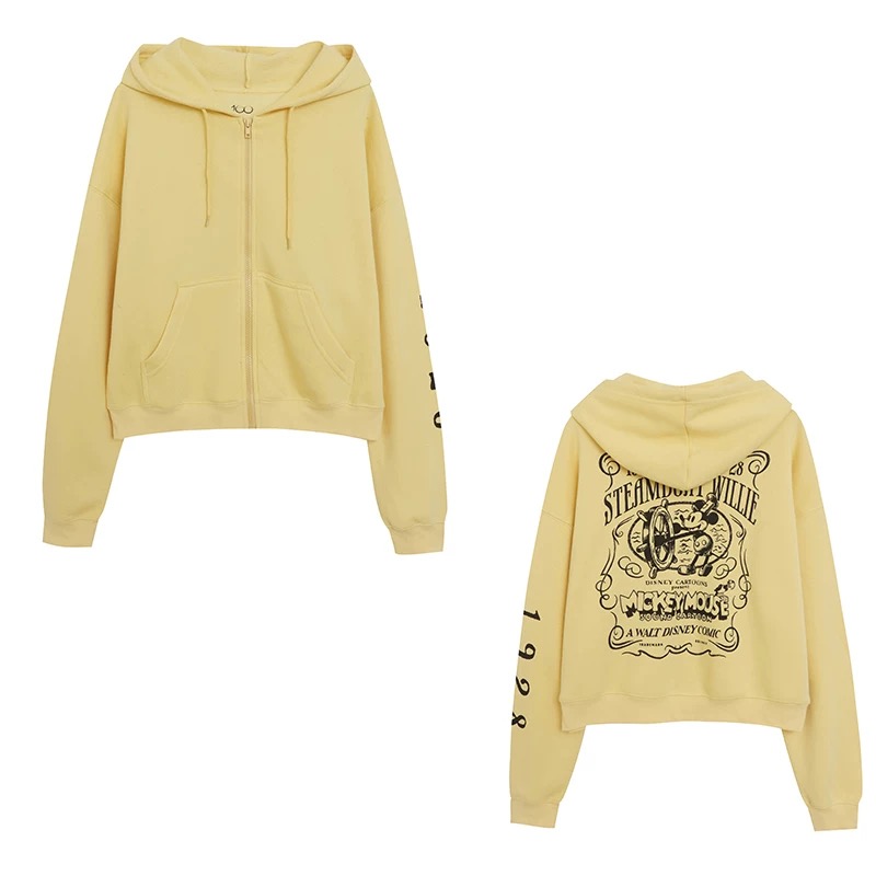เสื้อฮู้ด วอร์ม สเวตเตอร์ Disney เสื้อมิคกี้ mickey Vintage แขนยาว สีดำ ลายการ์ตูนมิคกี้ งาน DISNEYงานสวย Steamboat willie ดำ