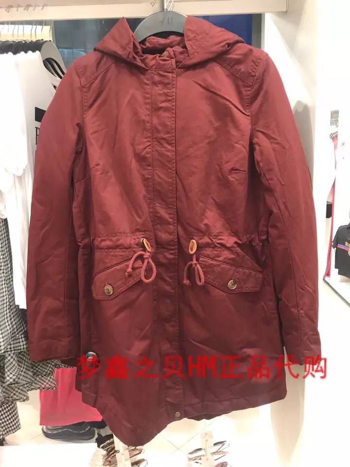 H&M เสื้อโค้ทฮู้ดกันหนาว เสื้อปาร์กา parka สีเขียว แบรนด์ H&M size S/M/L เขียว