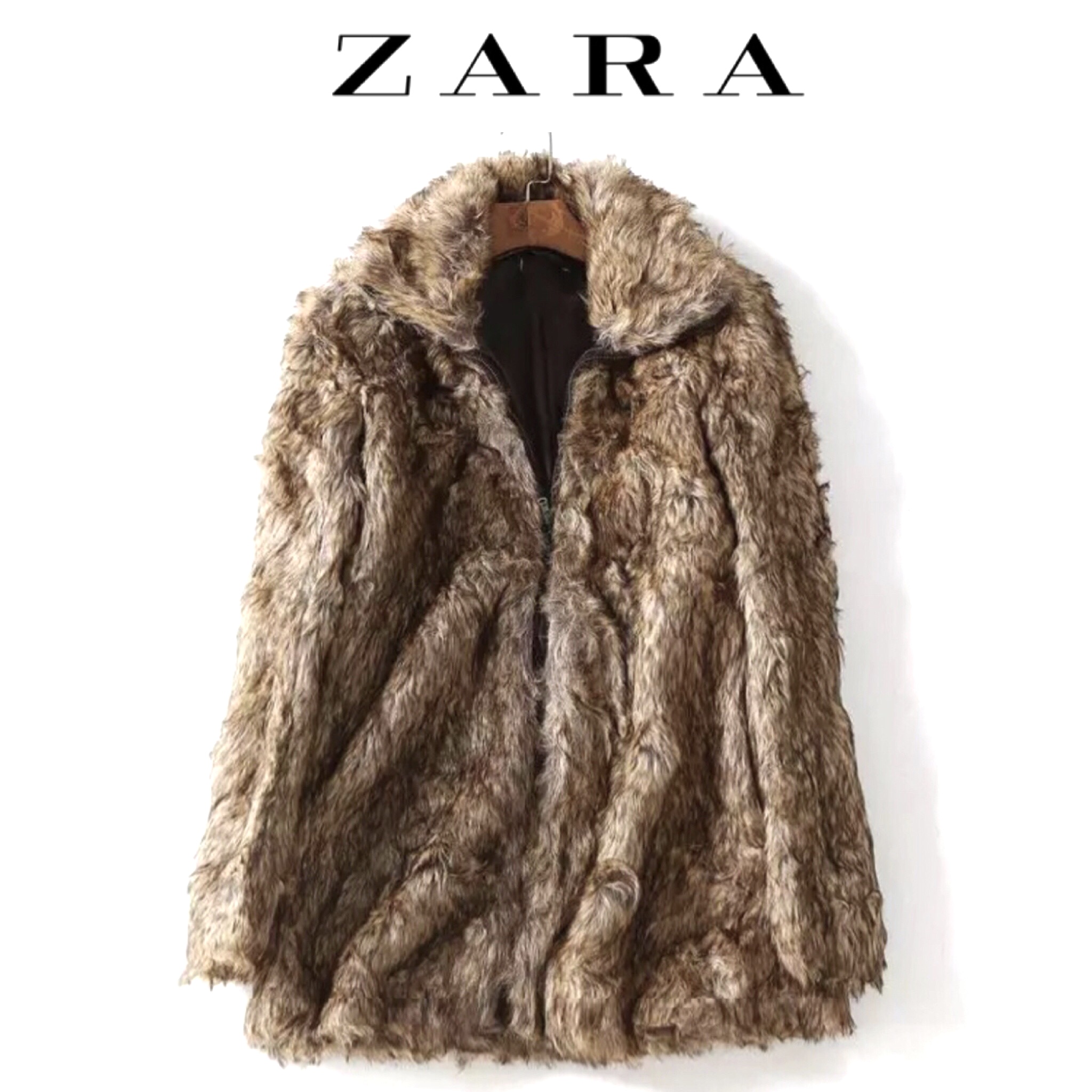 Zara เสื้อโค้ทเฟอร์ โค้ทขนสัตว์ แบรนด์เนม ZARA สีน้ำตาล ขนนุ่ม งานสวย พรีเมี่ยมมากเลยคะ งานช็อปแท้100% คะ SIe S/M/L สำเนา น้ำตาล