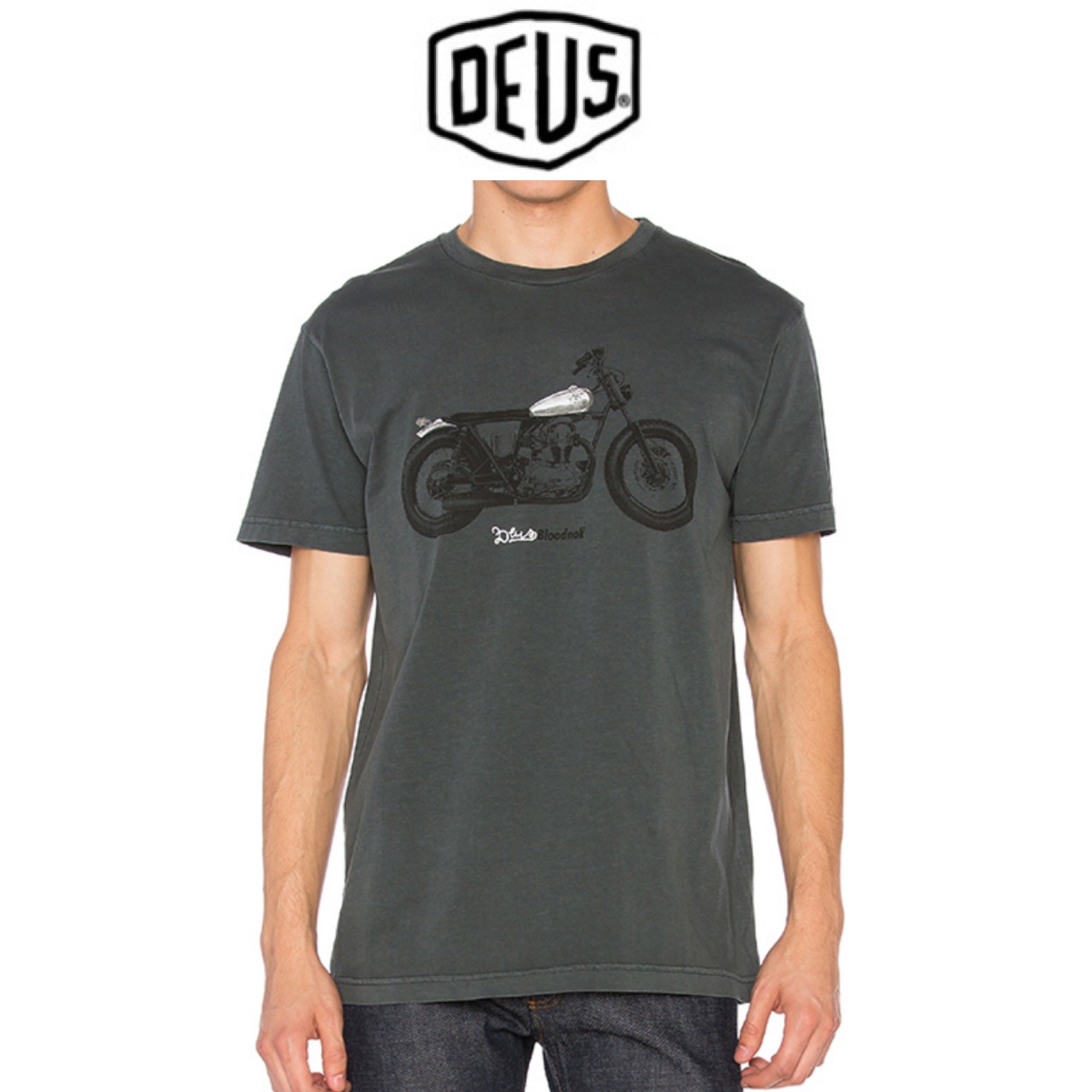 Deus เสื้อยืดแขนยาว คอกลม เสื้อBloodnok Tee สีเทาดำ ผู้ชาย แบรนด์ DEUS แท้ คะ Size XL สำเนา เทาดำ