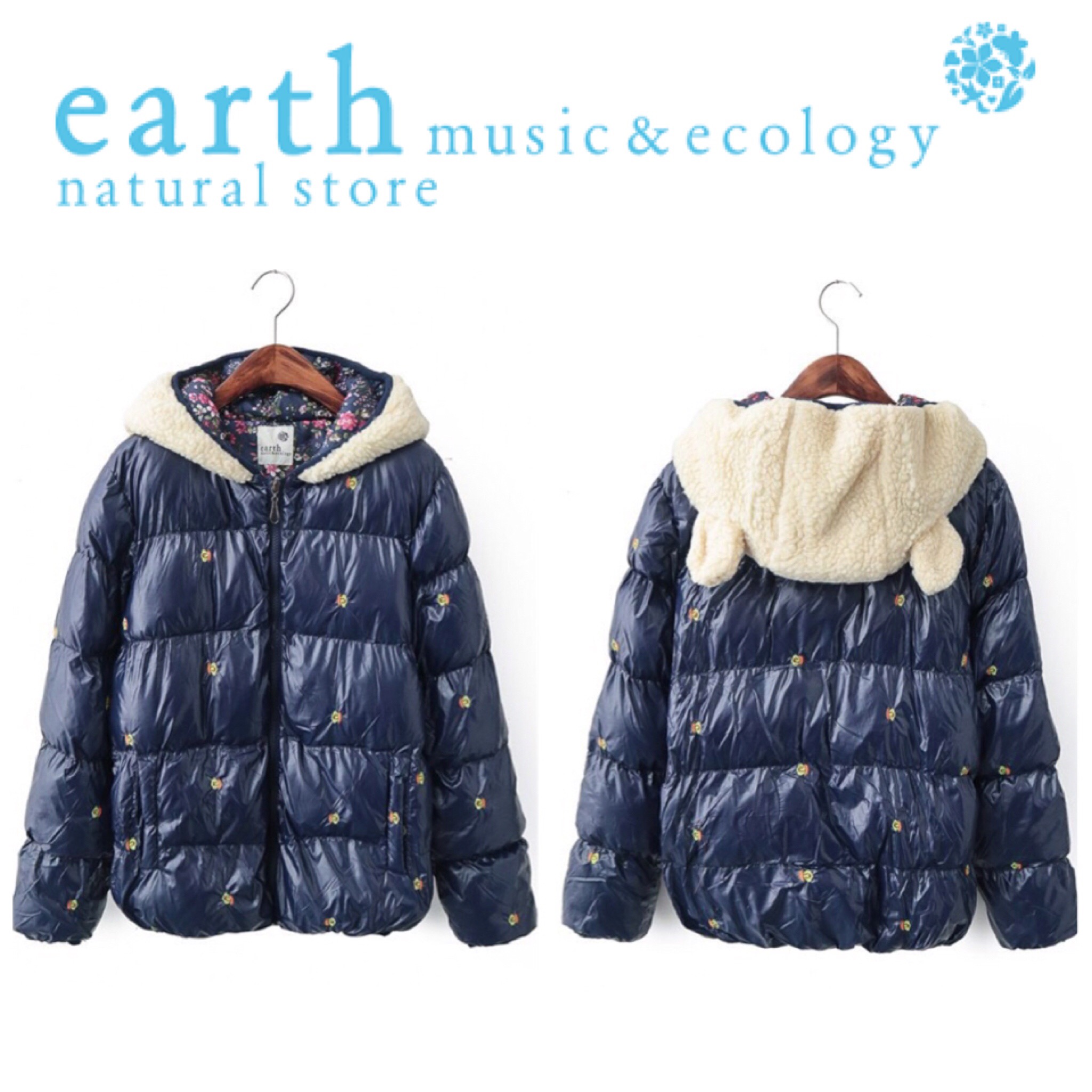 เสื้อกันหนาวฮูท สีชมพูสด ฮูทขนสีครีม แต่งหู น่ารัก แบรนด์เนม EARTH MUSIC&ECOLOGY ญี่ปุ่นแท้ Size M/L/XL