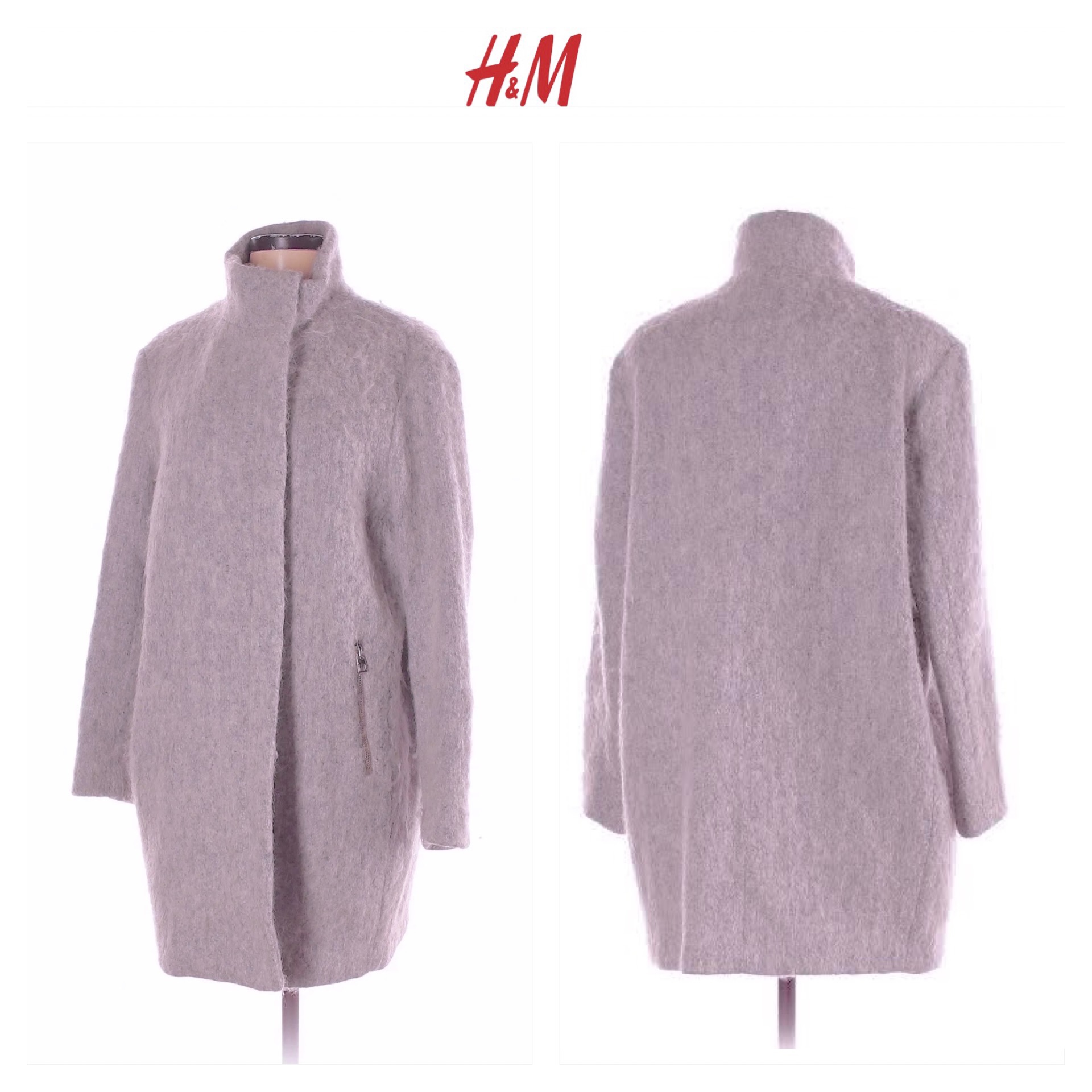 เสื้อโค้ท เสื้อกันหนาว เนื้อผ้าสักหลาด สีม่วงอ่อน แบรนด์ H&M