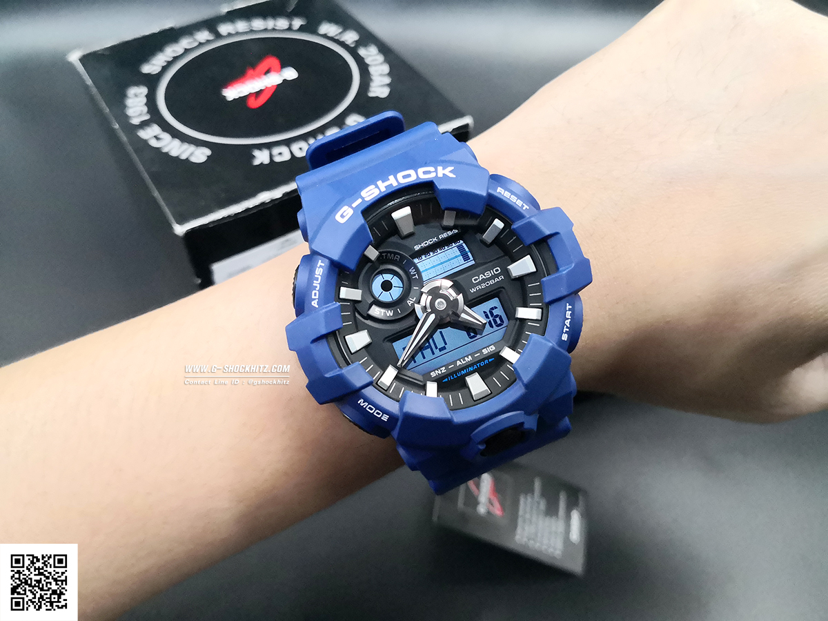 CASIO G-SHOCK นาฬิกาข้อมือ นาฬิกากันน้ำ นาฬิกาของแท้ ประกันศูนย์ CMG 1 ปี รุ่น GA-700-2A นาฬิกาสีน้้ำเงิน