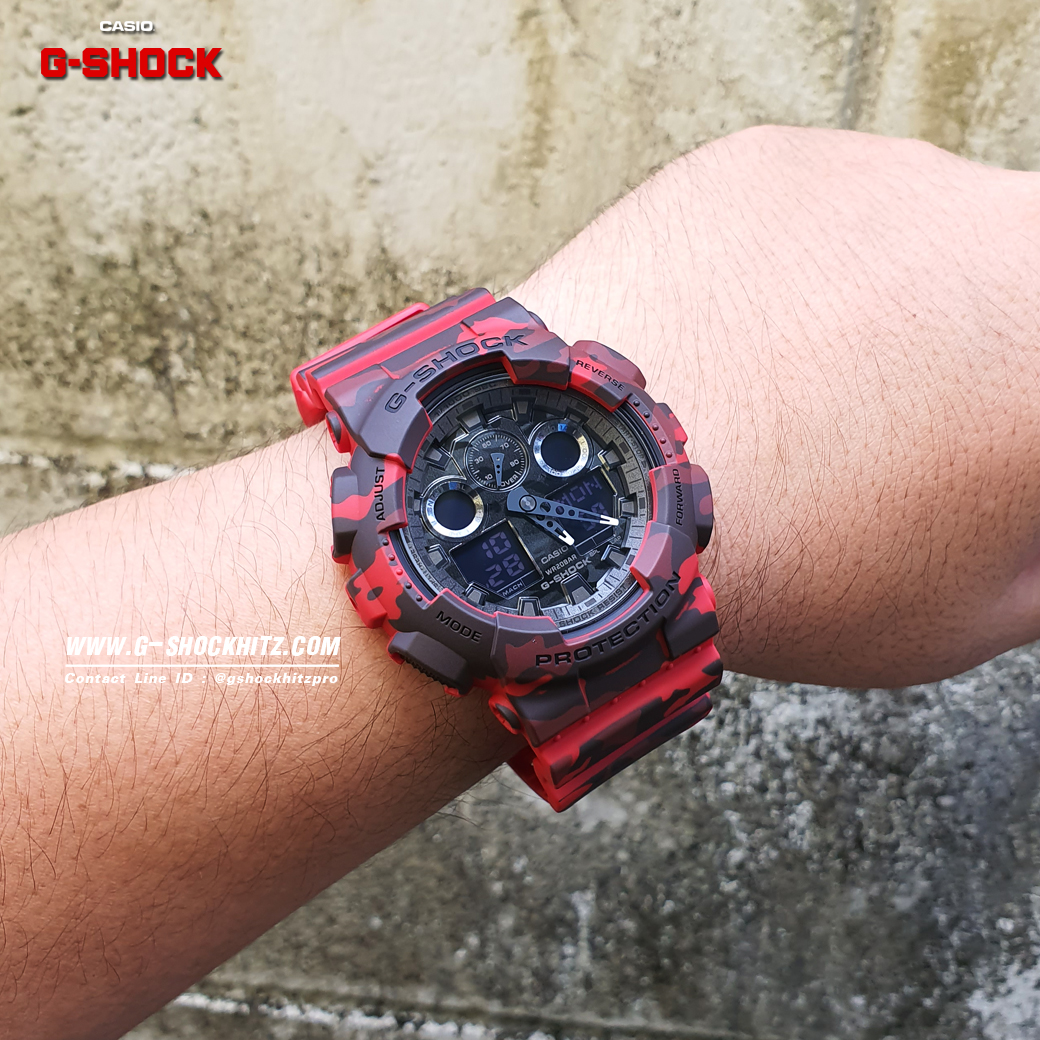 CASIO G-SHOCK นาฬิกาข้อมือ นาฬิกากันน้ำ นาฬิกาของแท้ ประกันศูนย์ CMG 1 ปี รุ่น GA-100CM-4A นาฬิกาสีแดง