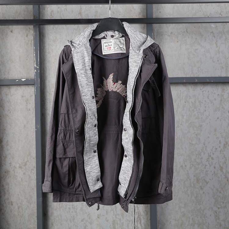 Le shop เสื้อฮู้ดเขียวทหาร เสื้อนอกแนวทหาร แบรนด์Le shop (Korea)แพทเทินสวย เท่ห์มากคะ (หมวกฮู้ดถอดได้ค่ะ) เขียว