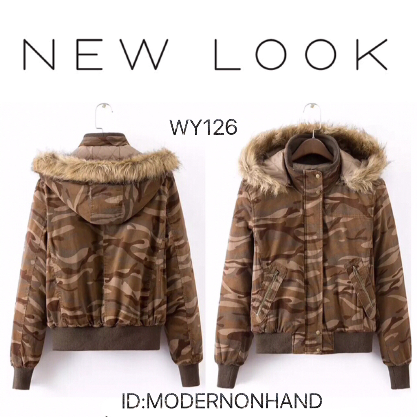 เสื้อกันหนาว เสื้อลายพราง คาโม โทนน้ำตาล แบรนด์เนม New Look Japanแท้100%แต่งหมวกฮูท ติดขนเฟอร์ (หมวกฮูท ถอดใส่ได้คะ) เนื้อผ้าลูกฟูก ด้านในแต่งซับ ผ้านวม เนื้อนุ่มลื่น สวมใส่สบาย อุ่นมากๆเบยคะ size M ลายพราง