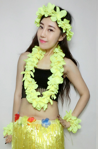 ชุดสร้อยฮาวาย พวงมาลัยดอกไม้เหลือง