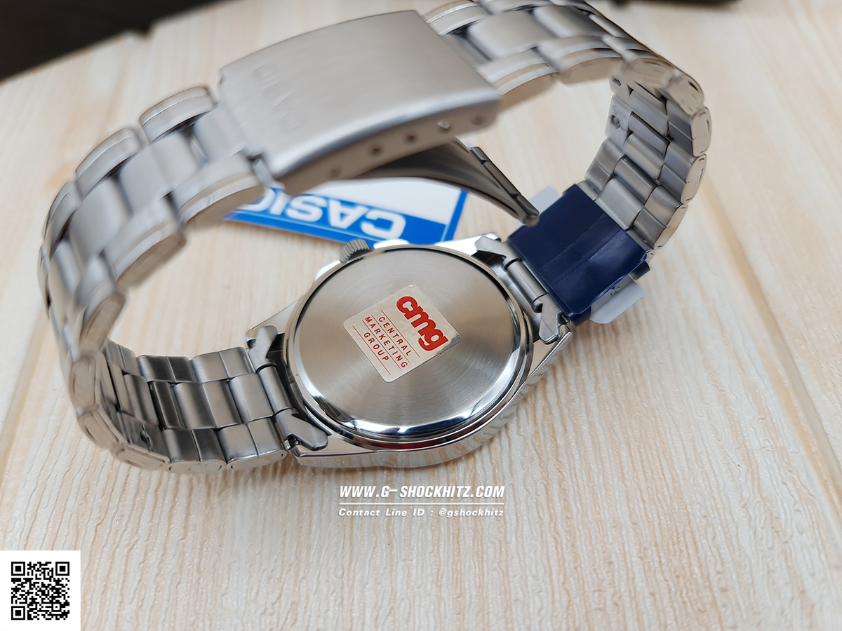 CASIO นาฬิกาคาสิโอ นาฬิกาข้อมือ นาฬิกากันน้ำ นาฬิกาของแท้ ประกันศูนย์ CMG 1 ปี รุ่น MTP-1215A-1A นาฬิกาสีเงิน