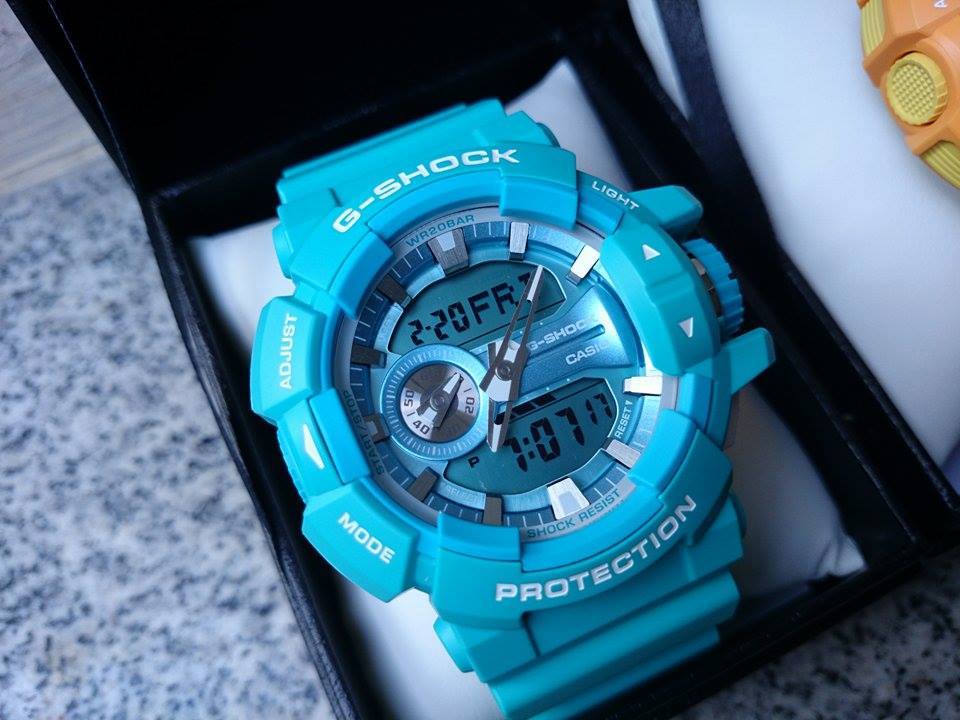CASIO MID YEAR SALE G-SHOCK พร้อมส่ง นาฬิกาข้อมือ นาฬิกากันน้ำ นาฬิกาของแท้ ประกันศูนย์ CMG 1 ปี รุ่น GA-400A-2A นาฬิกาสีฟ้า