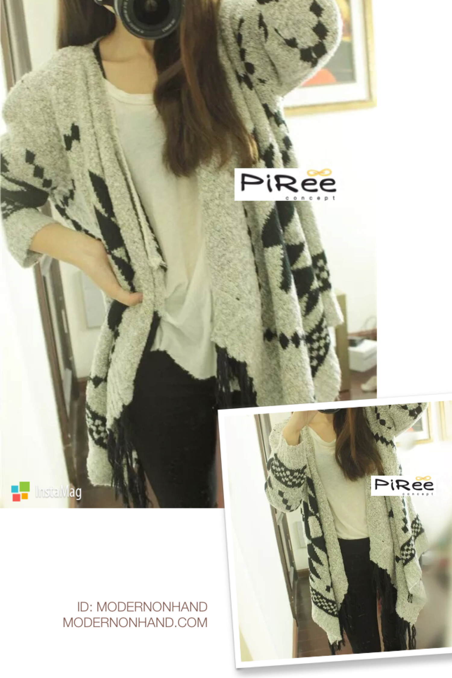 เสื้อหนาว ไหมพรมแซมดิ้นเงิน ลายถักชนเผ่า ชายแต่งพู่ งานZARA KNIT