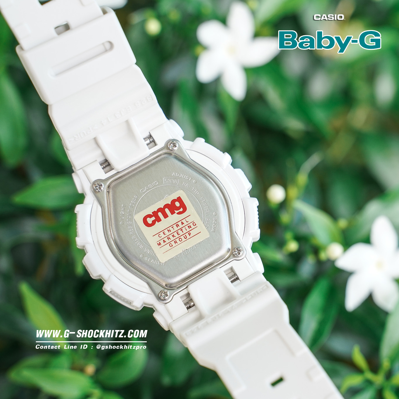 CASIO BABY-G นาฬิกาข้อมือ นาฬิกากันน้ำ นาฬิกาของแท้ ประกันศูนย์ CMG 1 ปี รุ่น BA-110-7A1 นาฬิกาสีขาว