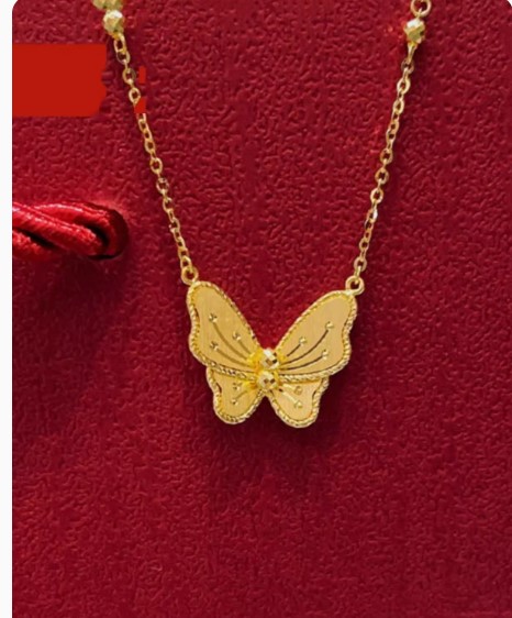 สร้อยคอทองคำ พร้อม จี้ผีเสื้อ ทอง ชุบ 18 K สร้อยทองสวย ๆ ใส่ออกงาน เที่ยว เก๋ ๆ 639537