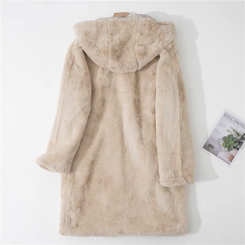 pepco เสื้อเฟอร์กันหนาว หมวกฮู้ด เสื้อขน FLUFFY Coat แบรนด์ PEPCO ดำ / เบจ
