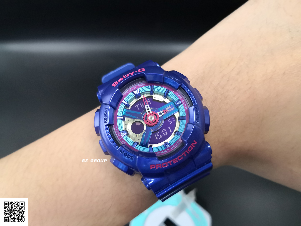 CASIO BABY-G นาฬิกาข้อมือ นาฬิกากันน้ำ นาฬิกาของแท้ ประกันศูนย์ CMG 1 ปี รุ่น BA-112-2A นาฬิกาสีน้ำเงิน