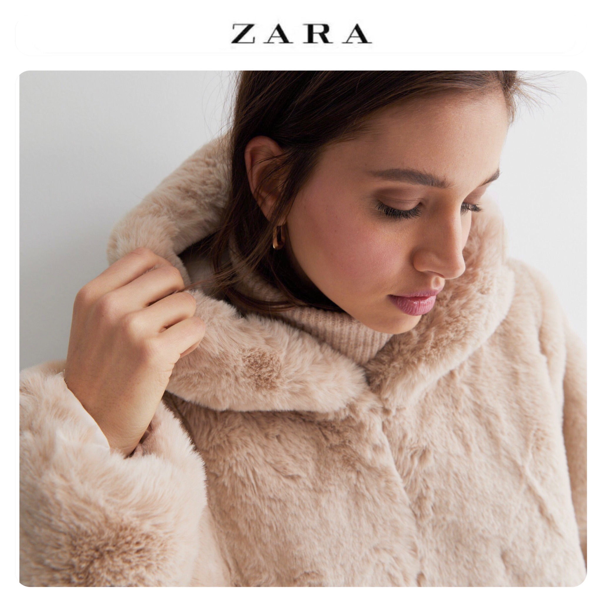 pepco เสื้อเฟอร์กันหนาว หมวกฮู้ด เสื้อขน FLUFFY Coat แบรนด์ PEPCO ดำ / เบจ