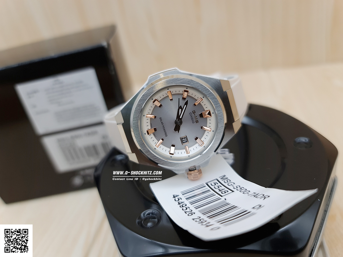 CASIO MID YEAR SALE G-MS นาฬิกาข้อมือ นาฬิกากันน้ำ นาฬิกาของแท้ ประกันศูนย์ CMG 1 ปี รุ่น MSG-S500-7A นาฬิกาสีขาว