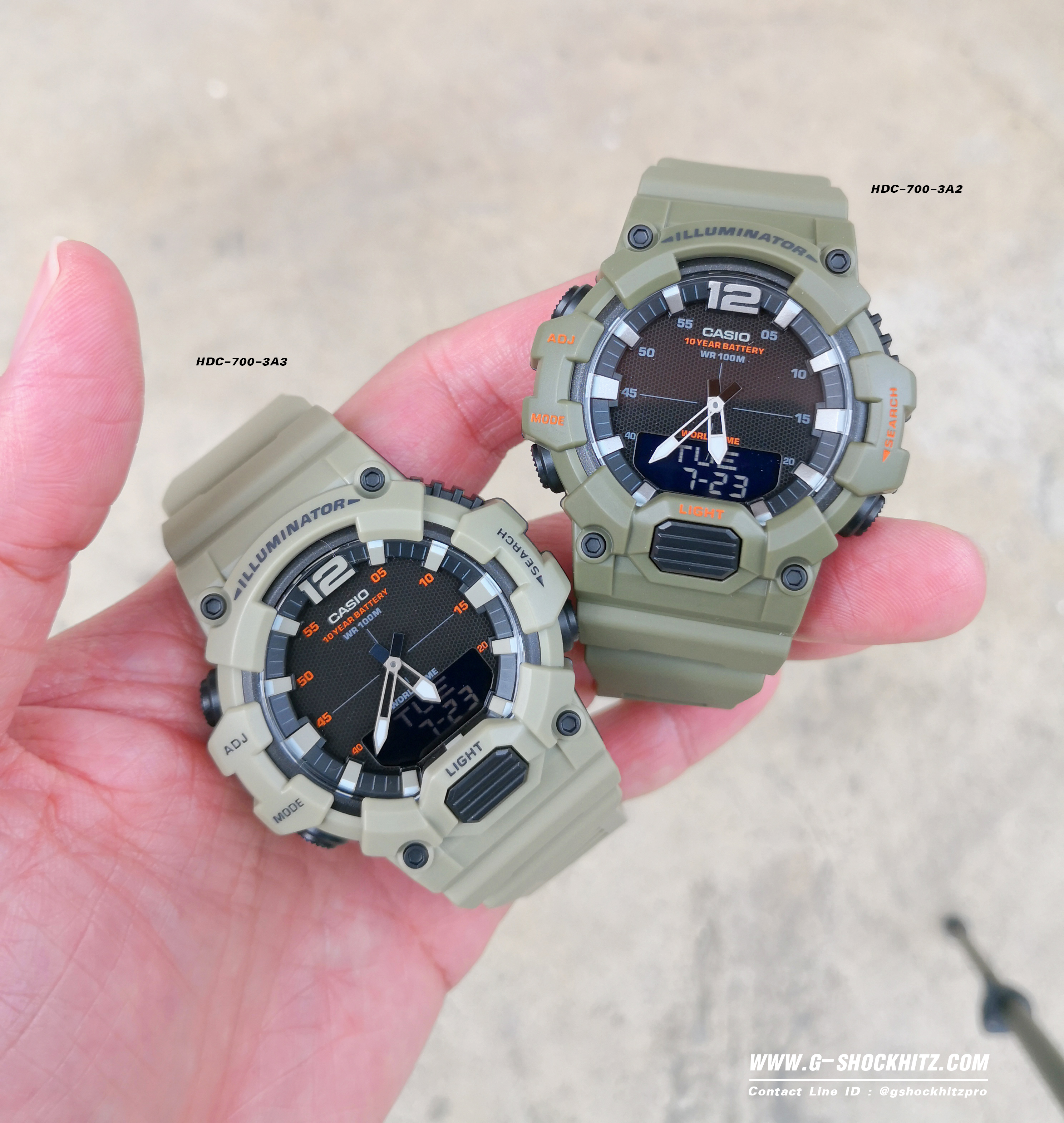 CASIO MID YEAR SALE นาฬิกาคาสิโอ พร้อมส่ง นาฬิกาข้อมือ นาฬิกากันน้ำ นาฬิกาของแท้ BTS ประกันศูนย์ CMG 1 ปี รุ่น HDC-700-3A3 นาฬิกาสีเขียว