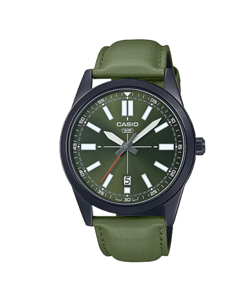 CASIO นาฬิกาคาสิโอ นาฬิกาข้อมือ นาฬิกากันน้ำ นาฬิกาของแท้ ประกันศูนย์ CMG 1 ปี รุ่น MTP-VD02BL-3E นาฬิกาสีเขียว