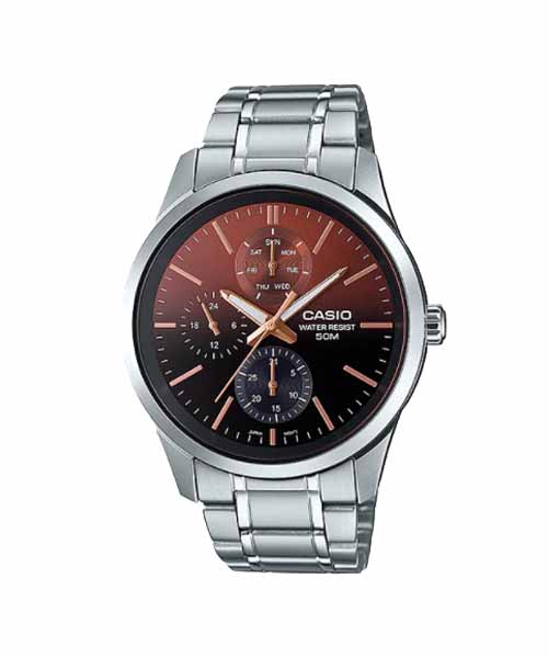 CASIO นาฬิกาคาสิโอ นาฬิกาข้อมือ นาฬิกากันน้ำ นาฬิกาของแท้ ประกันศูนย์ CMG 1 ปี รุ่น MTP-E330D-5A นาฬิกาสีเงิน