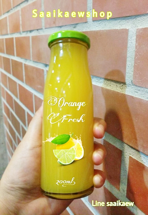 ขวดน้ำผลไม้ 200 ml ฝาสีสดใส (เขียว ฟ้า ชมพู)