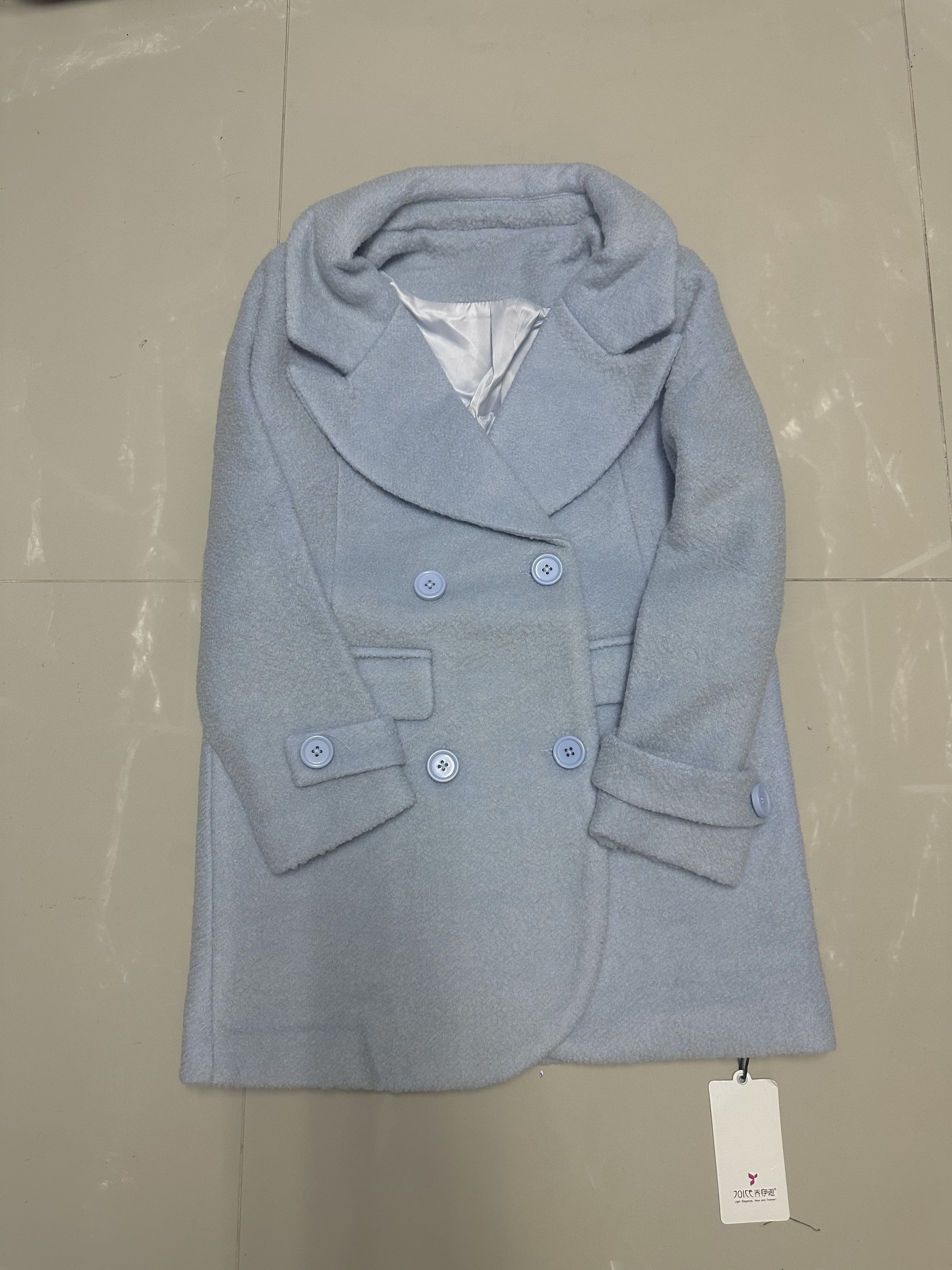 Ozoc เสื้อโค้ท เสื้อกันหนาว เนื้อผ้าสักหลาดวูล สีฟ้าอ่อนพาสเทล แบรนด์ joice