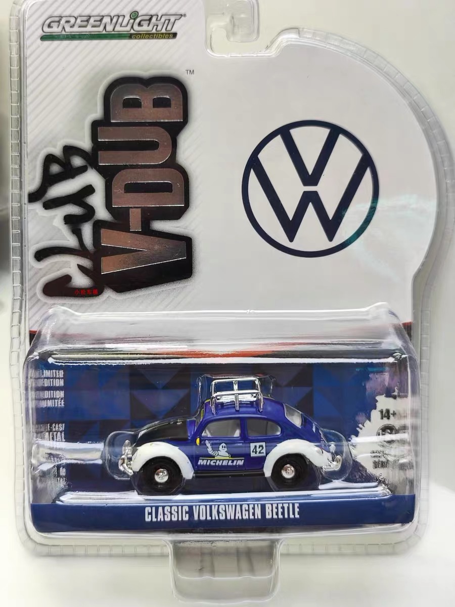 Michelin โมเดล รถเต่า โฟล์ค มิชลิน classic volk swagen Beetle -โมเดล VOLKSWAGEN CLASSIC BEETLE BUG MICHELIN TIRES V-DUB R14 GREENLIGHT DIECAST 2022 Michelin มิชลิน-GREENLIGHT