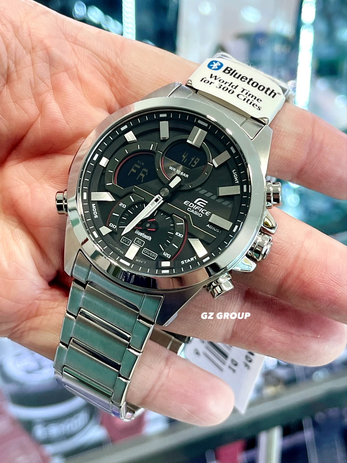 CASIO EDIFICE นาฬิกาข้อมือ นาฬิกากันน้ำ นาฬิกาของแท้ ประกันศูนย์ CMG 1 ปี รุ่น ECB-30D-1A นาฬิกาสีเงิน