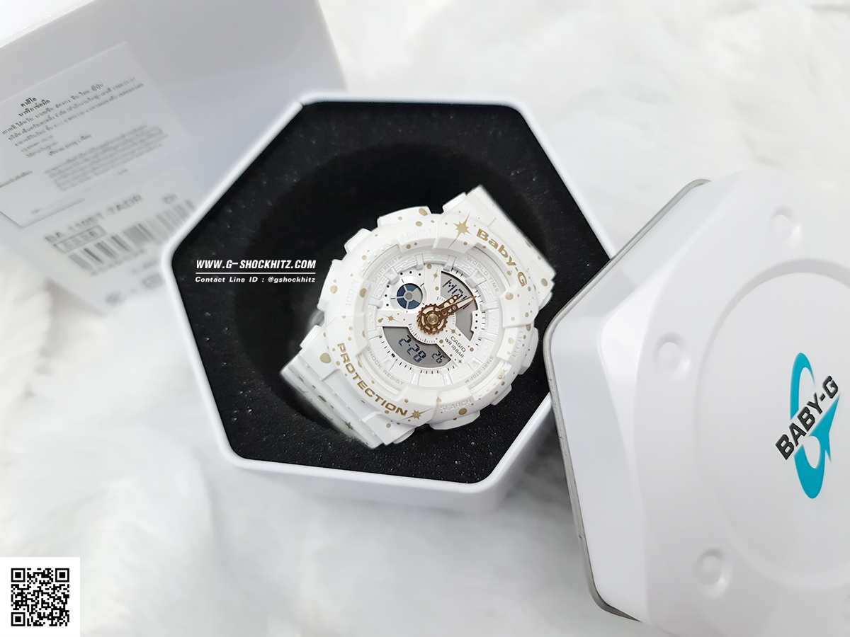 CASIO BABY-G นาฬิกาข้อมือ นาฬิกากันน้ำ นาฬิกาของแท้ ประกันศูนย์ CMG 1 ปี รุ่น BA-110ST-7A นาฬิกาสีขาว