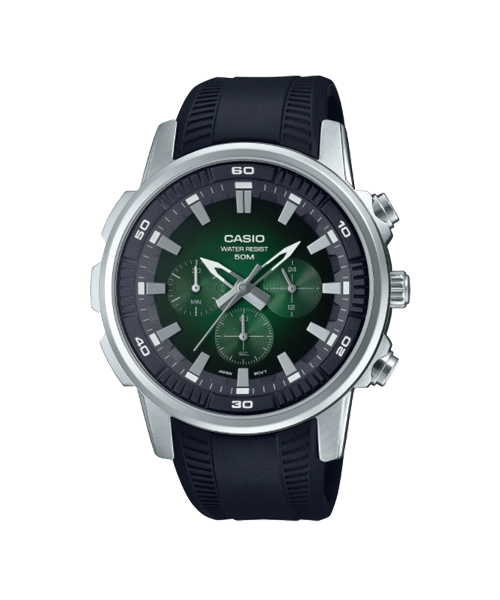 CASIO นาฬิกาคาสิโอ นาฬิกาข้อมือ นาฬิกากันน้ำ นาฬิกาของแท้ ประกันศูนย์ CMG 1 ปี รุ่น MTP-E505-3A นาฬิกาสีดำ