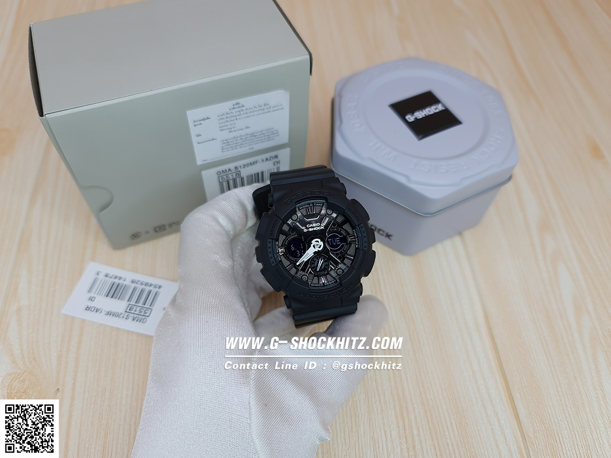 CASIO G-SHOCK นาฬิกาข้อมือ นาฬิกากันน้ำ นาฬิกาของแท้ ประกันศูนย์ CMG 1 ปี รุ่น GMA-S120MF-1A นาฬิกาสีดำ