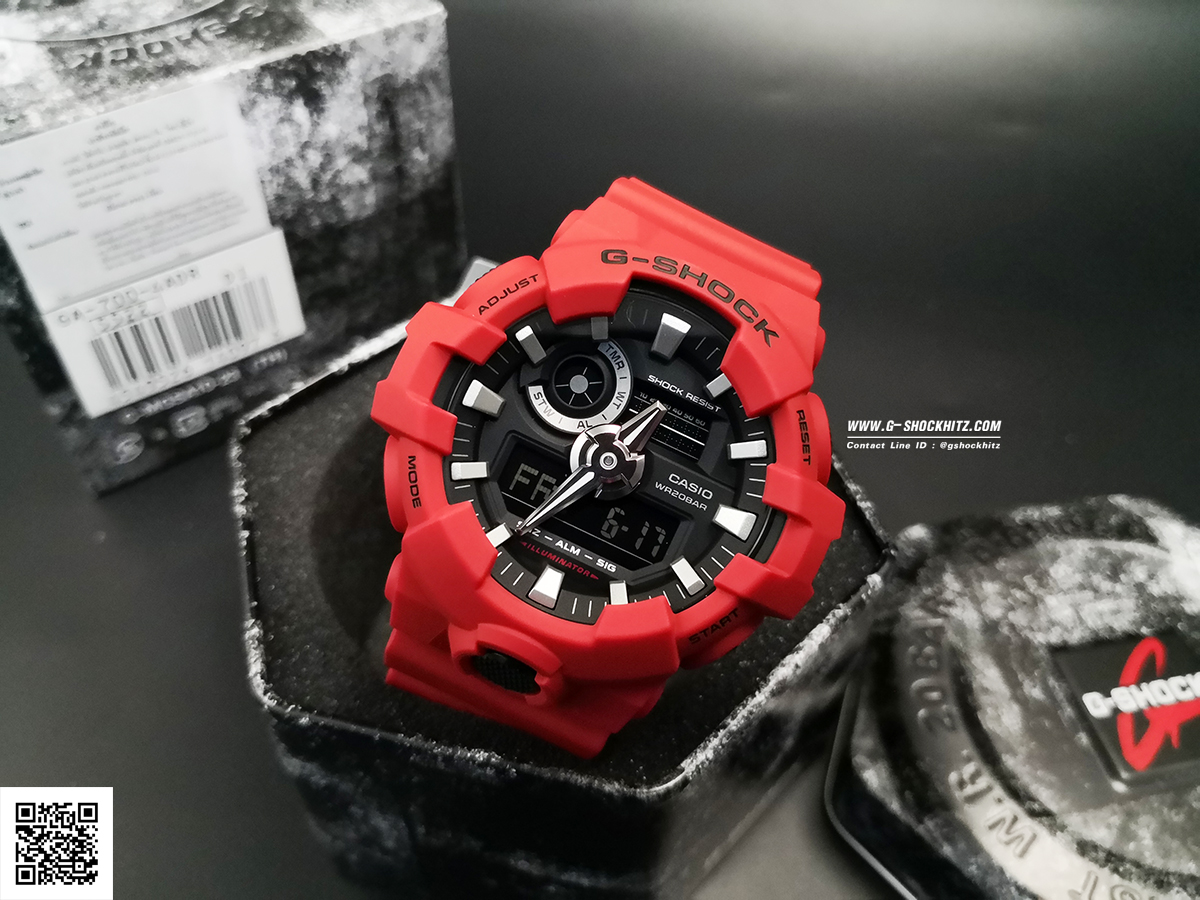 CASIO MID YEAR SALE G-SHOCK นาฬิกาข้อมือ นาฬิกากันน้ำ นาฬิกาของแท้ ประกันศูนย์ CMG 1 ปี รุ่น GA-700-4A นาฬิกาสีแดง