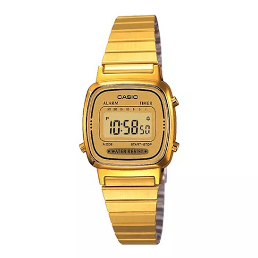 CASIO นาฬิกาคาสิโอ นาฬิกาข้อมือ นาฬิกากันน้ำ นาฬิกาของแท้ ประกันศูนย์ CMG 1 ปี รุ่น LA670WGA-9D นาฬิกาสีทอง