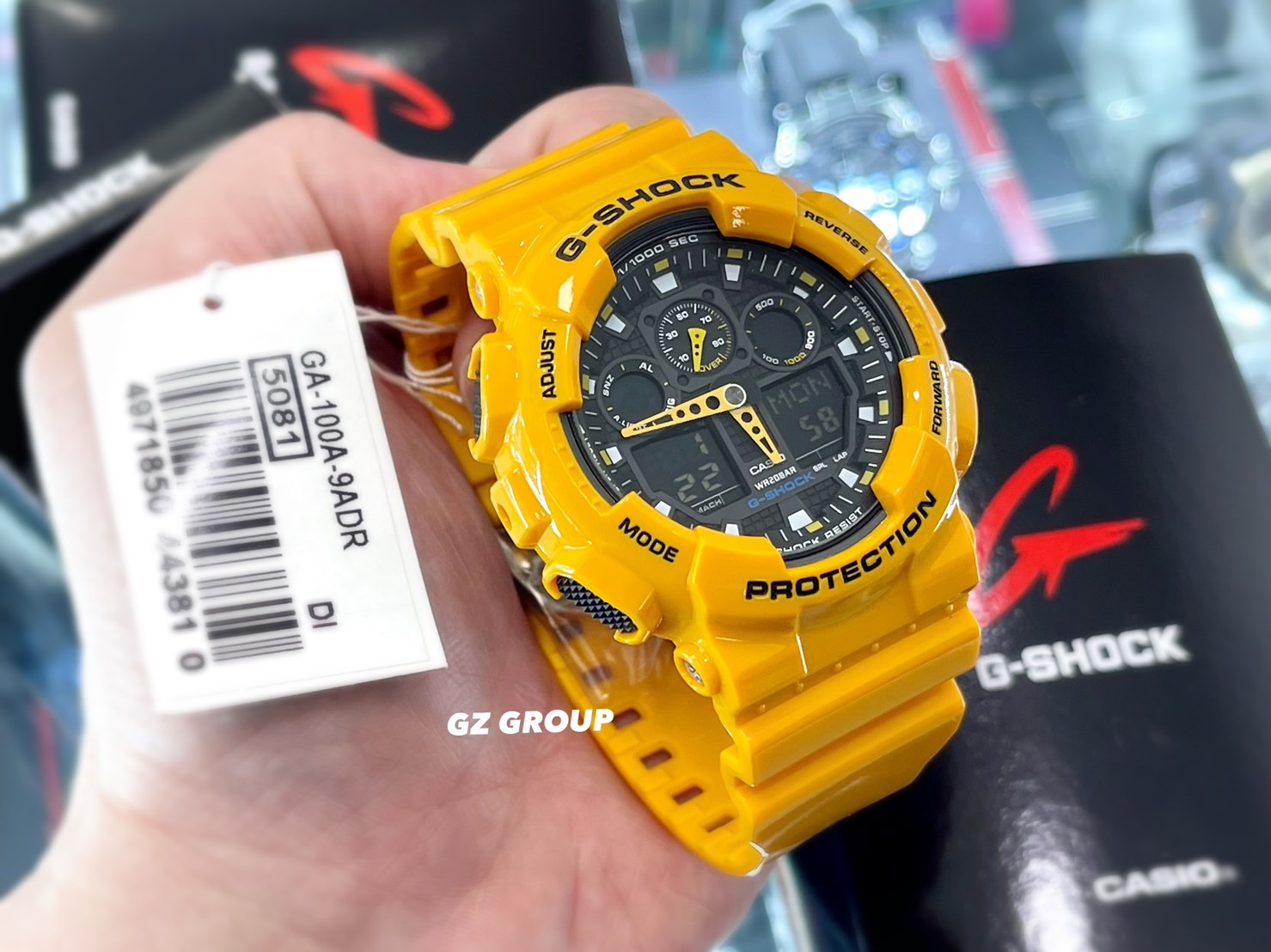CASIO G-SHOCK นาฬิกาข้อมือ นาฬิกากันน้ำ นาฬิกาของแท้ ประกันศูนย์ CMG 1 ปี รุ่น GA-100A-9A นาฬิกาสีเหลือง