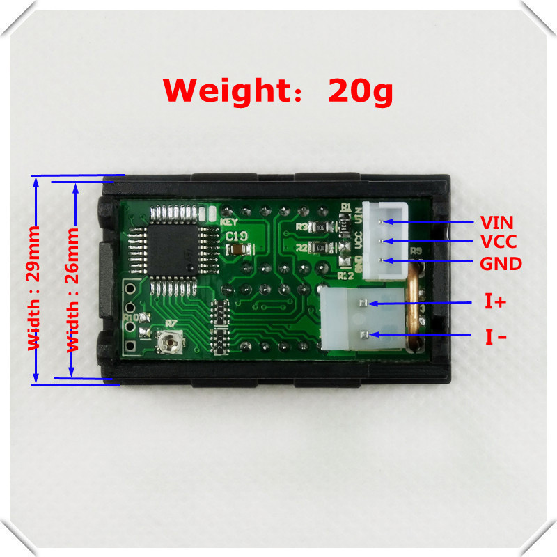 0.28 Digital Ammeter Voltmeter DC 0-100V/10A 5 wire voltage current meter LED Display