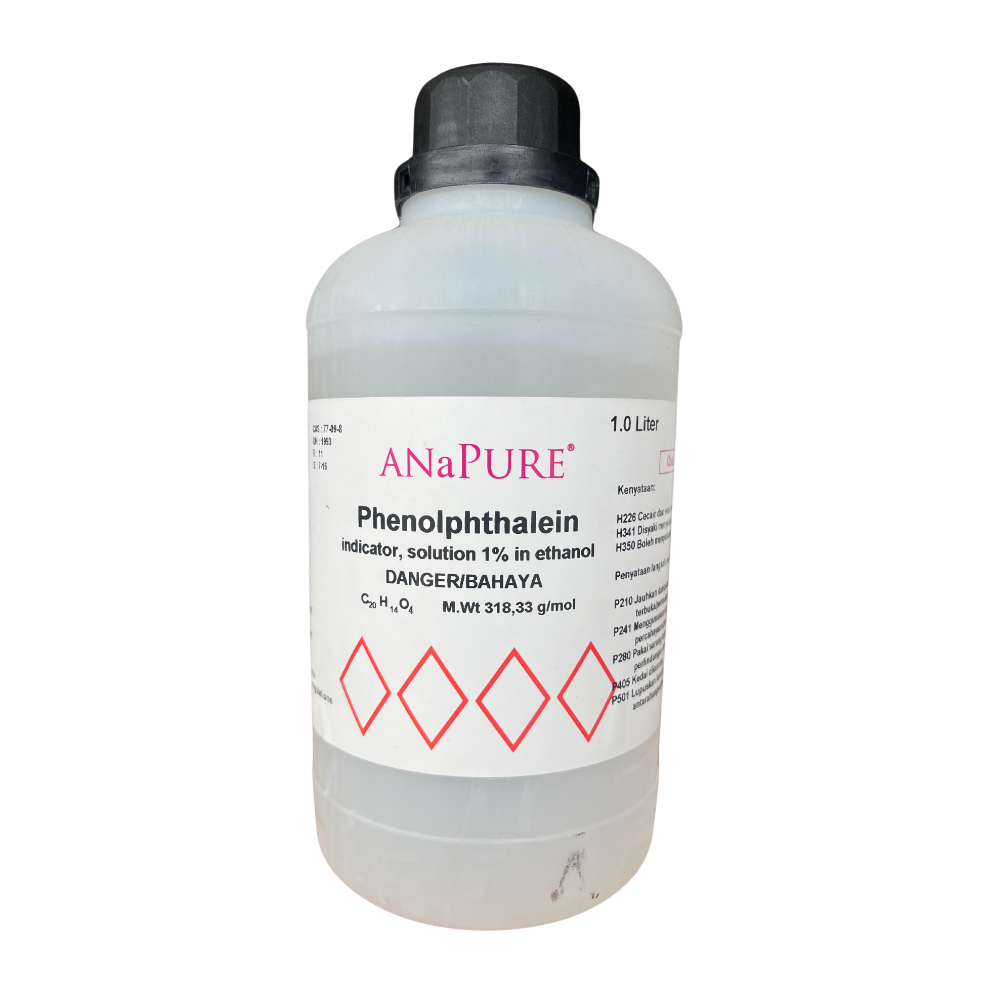 Phenolpthalein Indicator Solution 1% in Ethanol, AR 1L. ANaPURE™